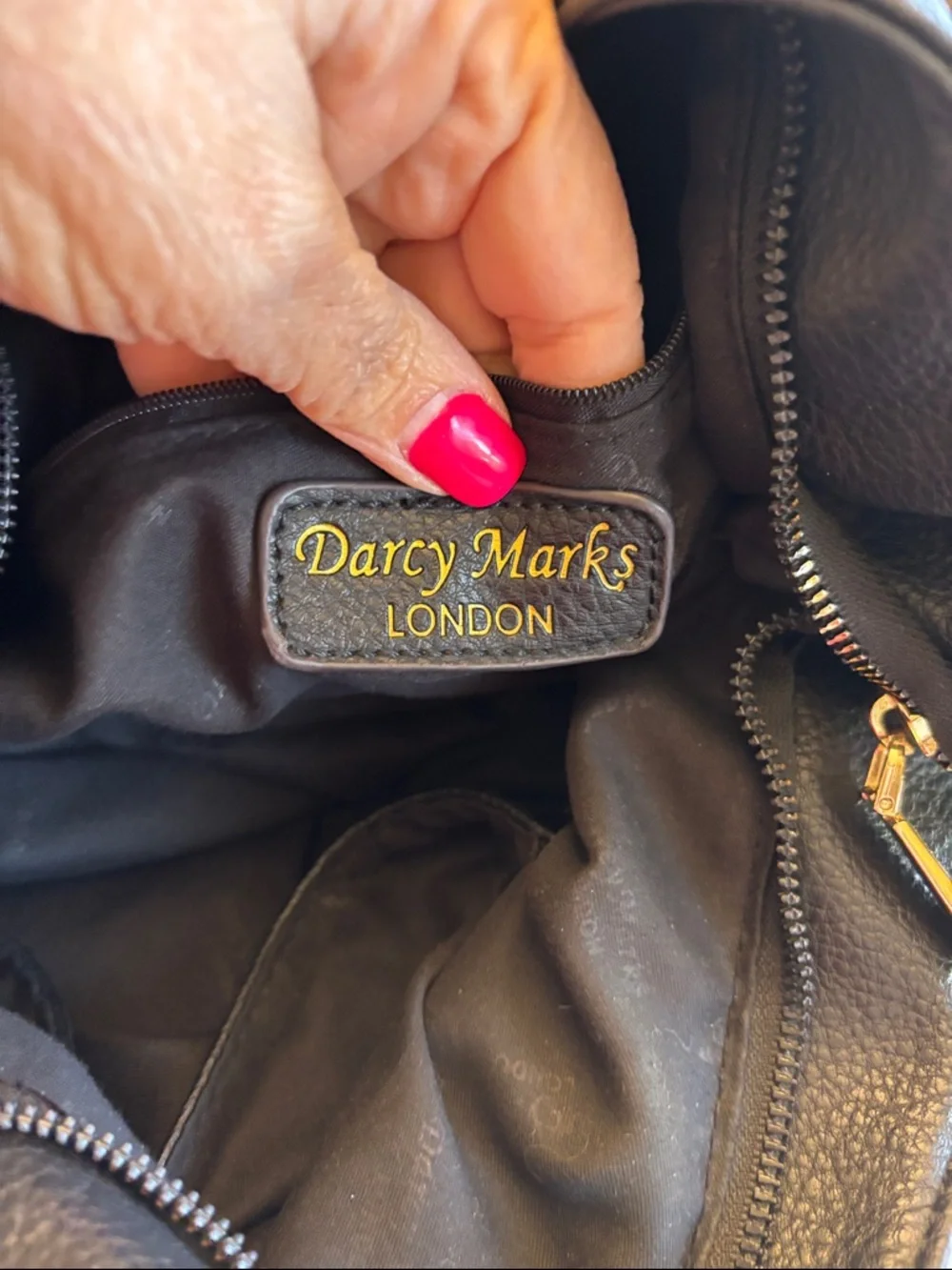 Darcy Marks London Black Leather Hobo Bag with Pouch